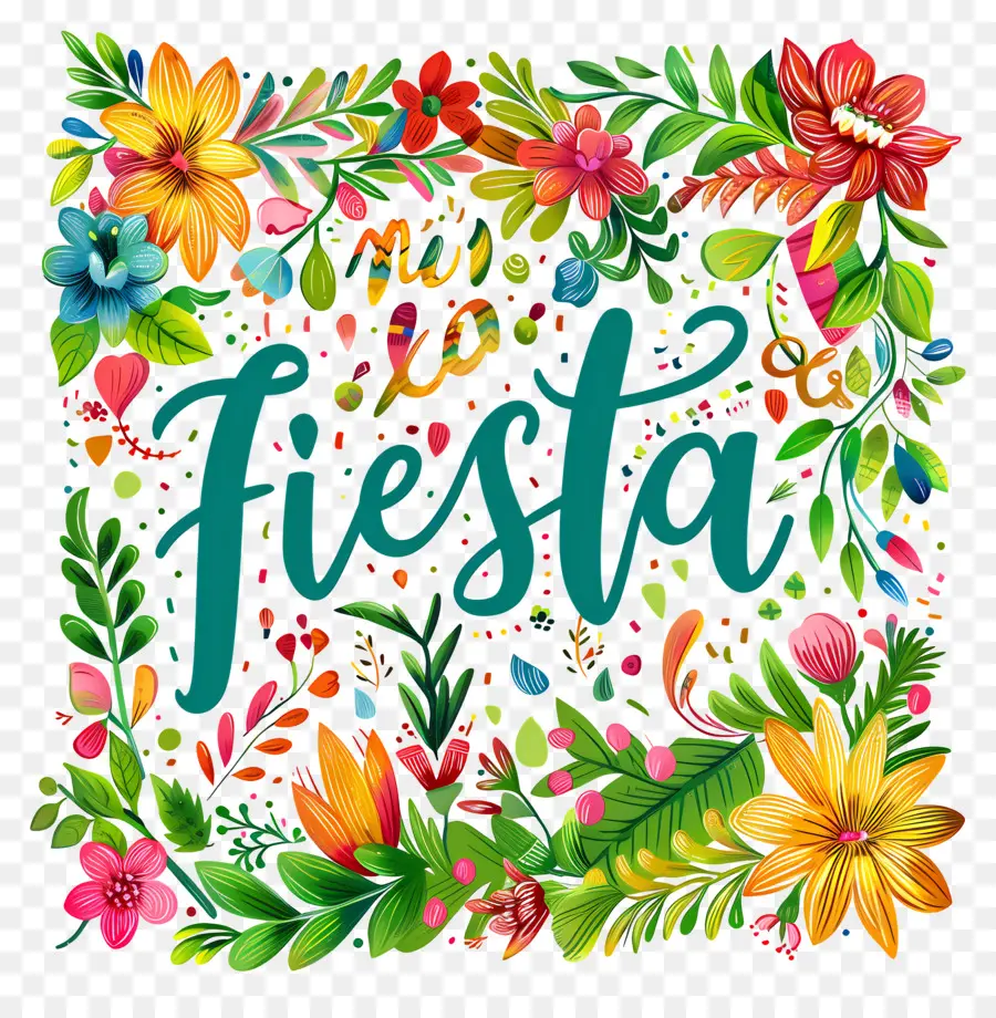 Fiesta，çiçek çerçeve PNG