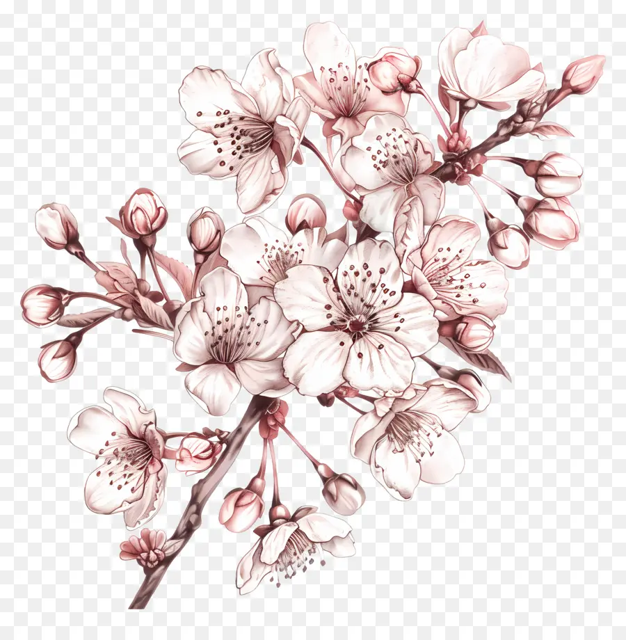 Çiçek Açan Kiraz Ağacı Dalı，Kiraz çiçeği PNG
