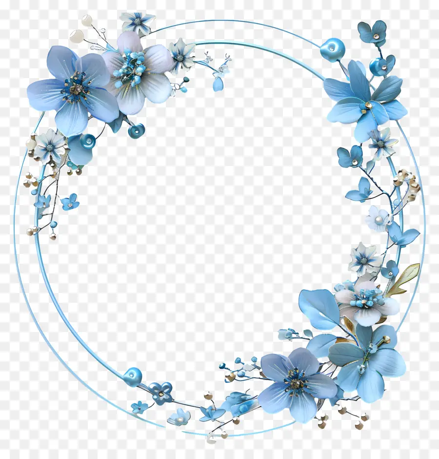 çiçek çerçeve，Mavi çerçeve PNG