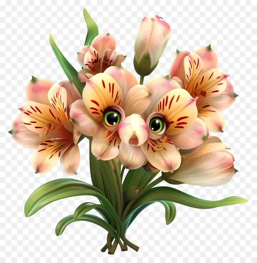 3d çizgi Film çiçekleri，Pembe Lilyum PNG