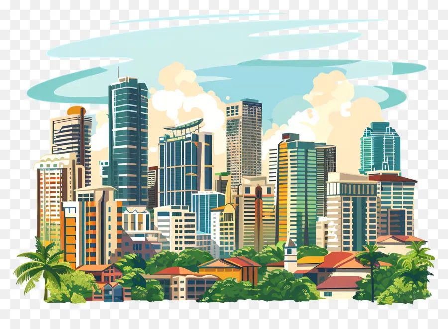 Cebu City Skyline，şehir Silüeti PNG