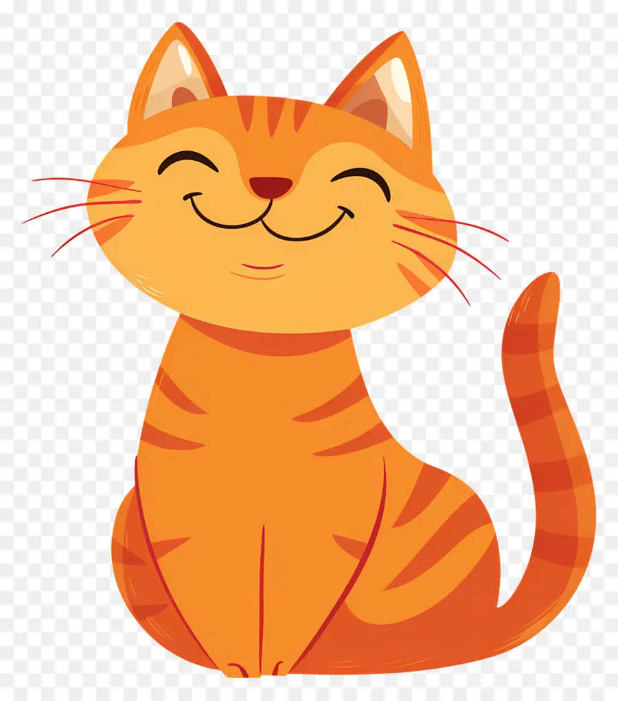 Mutlu Kedi，Karikatür Turuncu Kedi PNG