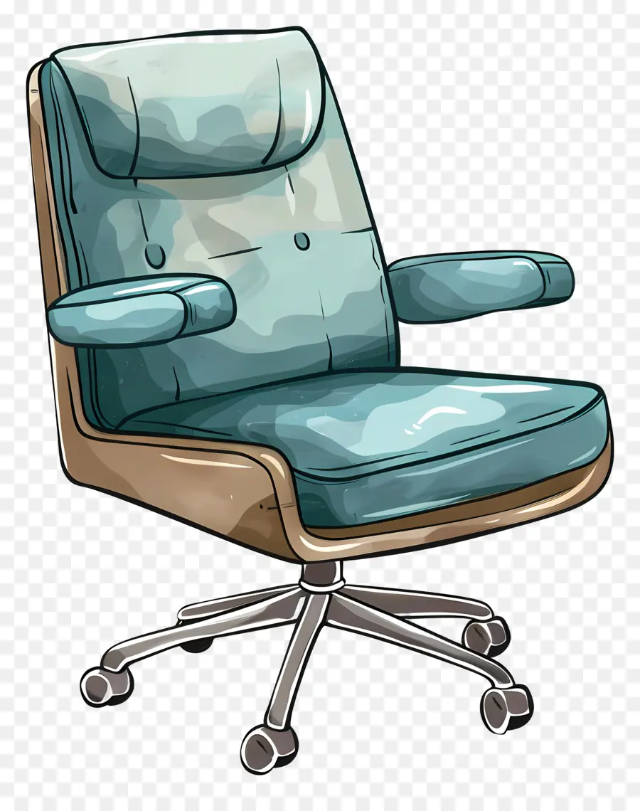 Ofis Koltuğu，Mavi Deri Ofis Sandalyesi PNG