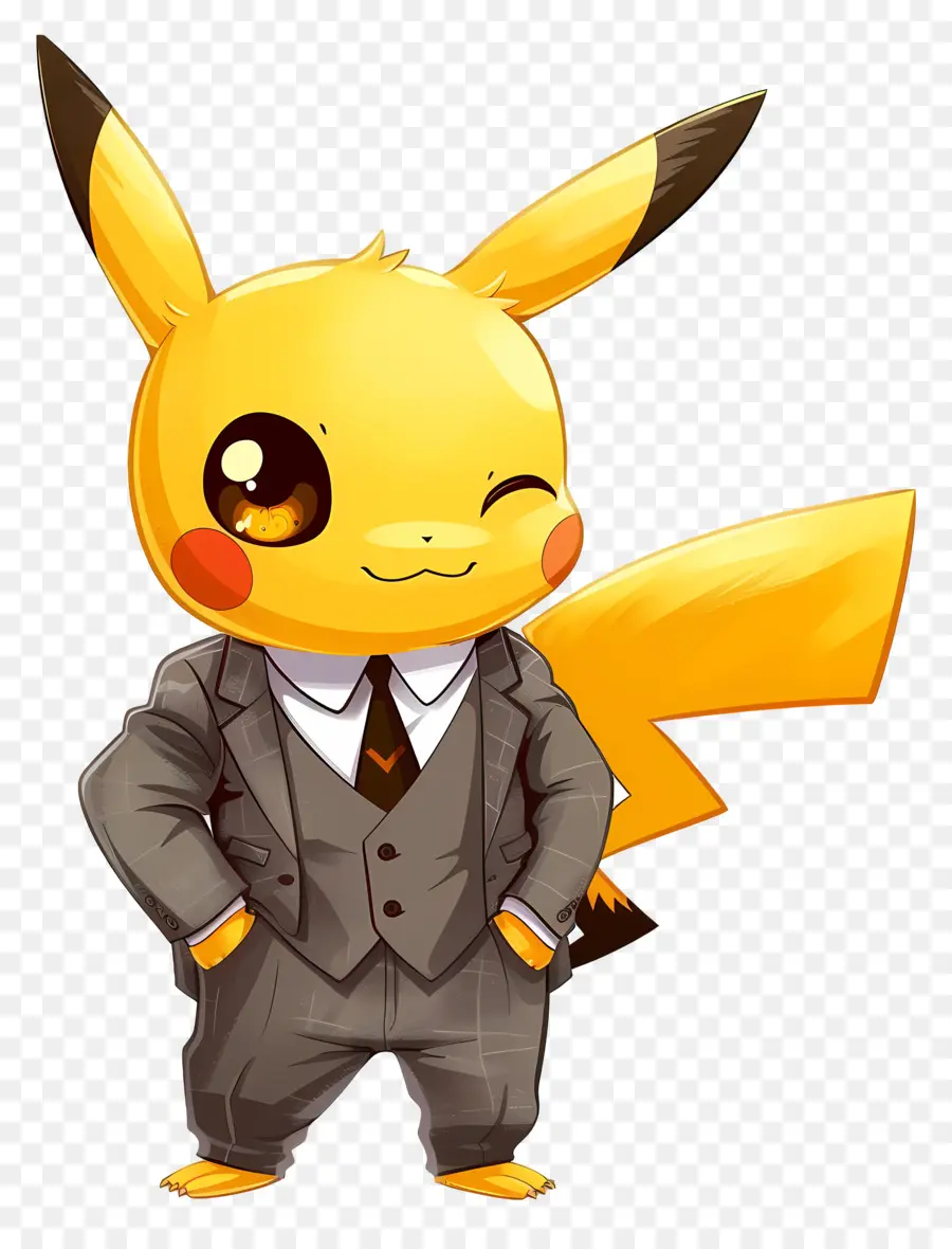 Pikaçu，Takım Elbiseli Pikachu PNG