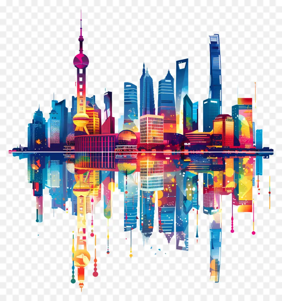Pekin Şehir Skyline，Shanghai Manzarası PNG