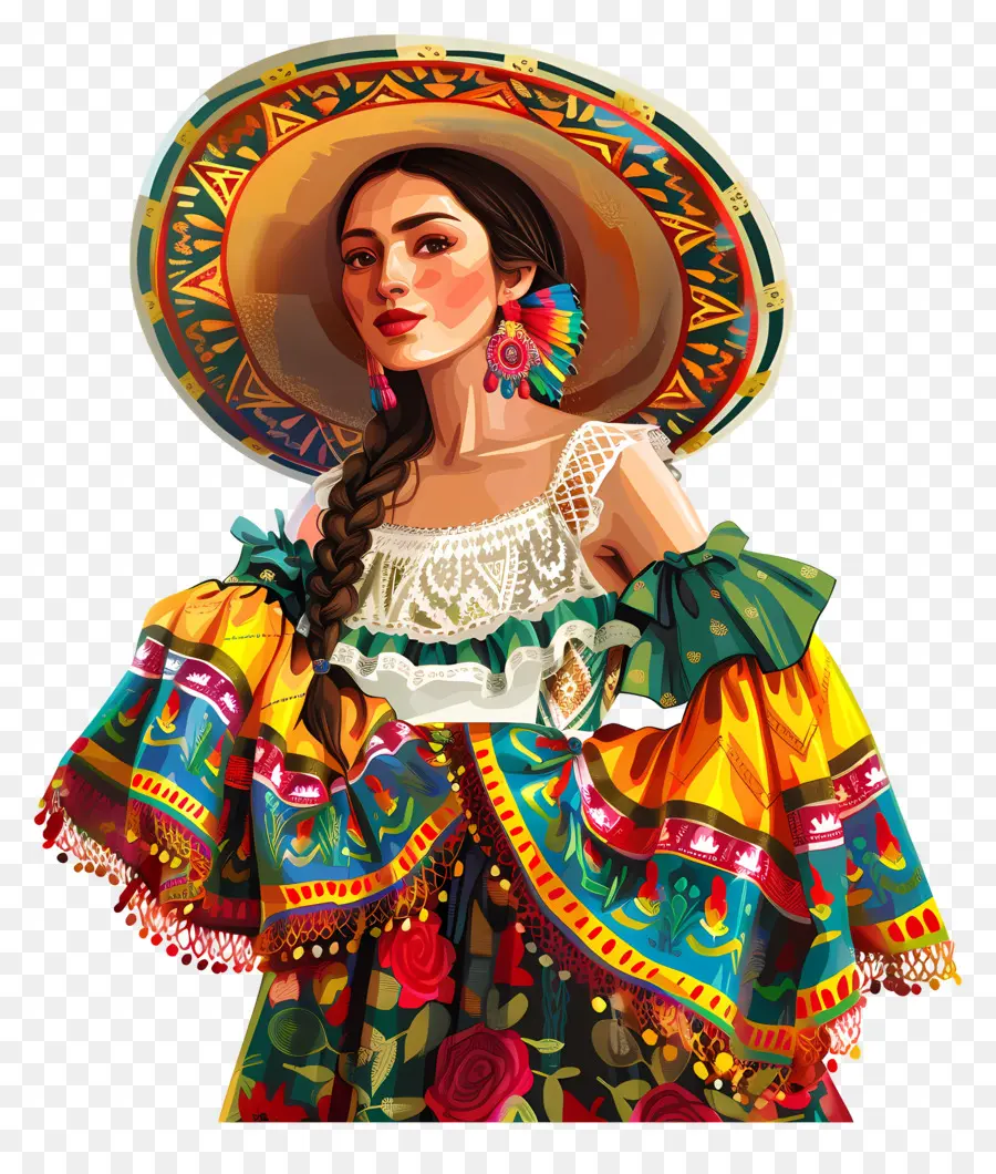 Cinco De Mayo，Geleneksel Kıyafetli Kadın PNG