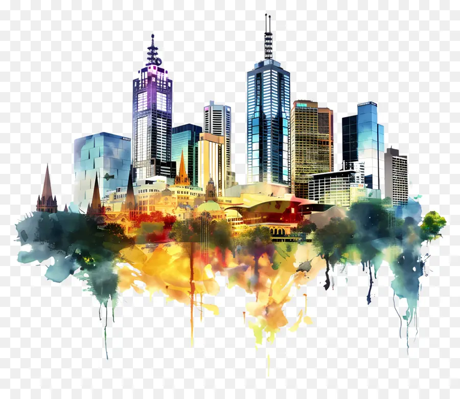 Melbourne City Skyline，Soyut Skyline PNG