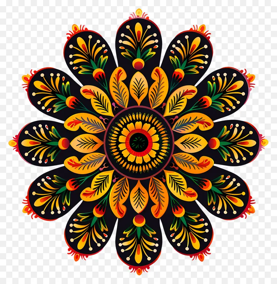 Diwali çiçeği Rangoli，Renkli Mandala PNG