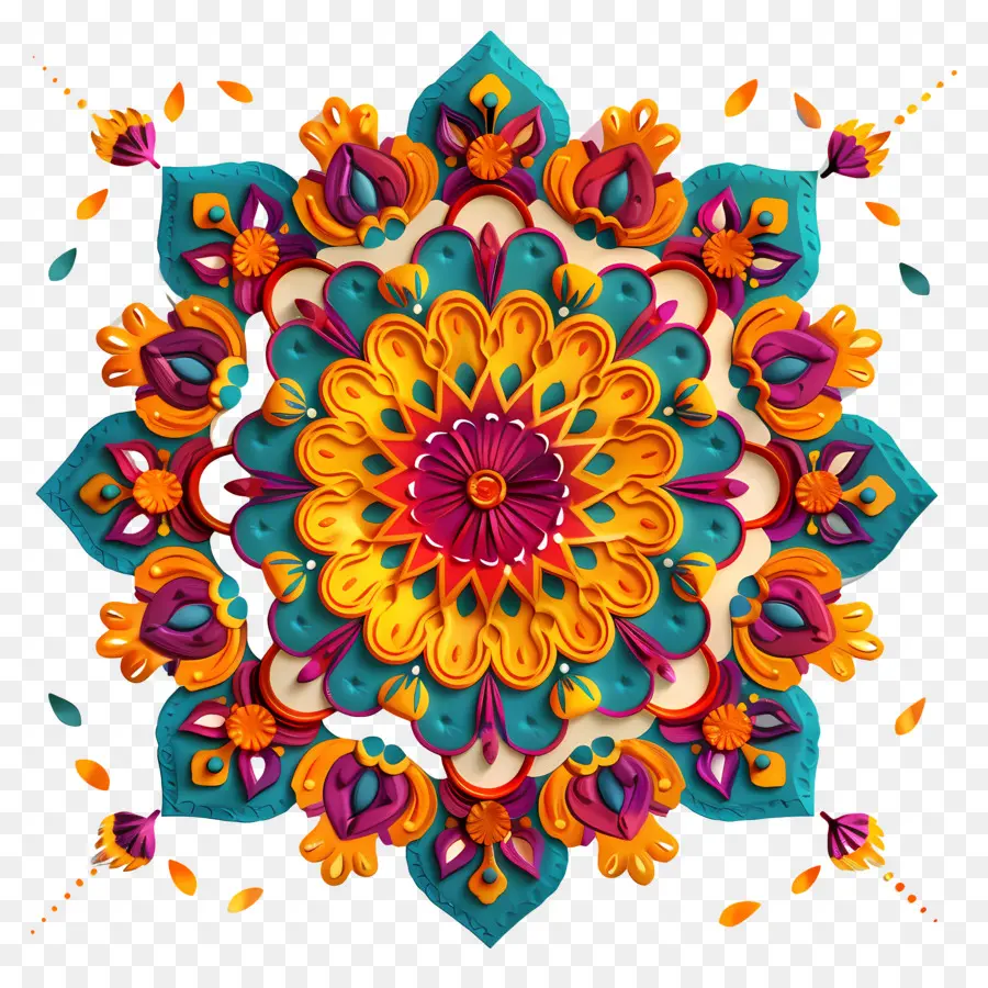 Diwali Çiçek Rangoli，çiçek Tasarımı PNG