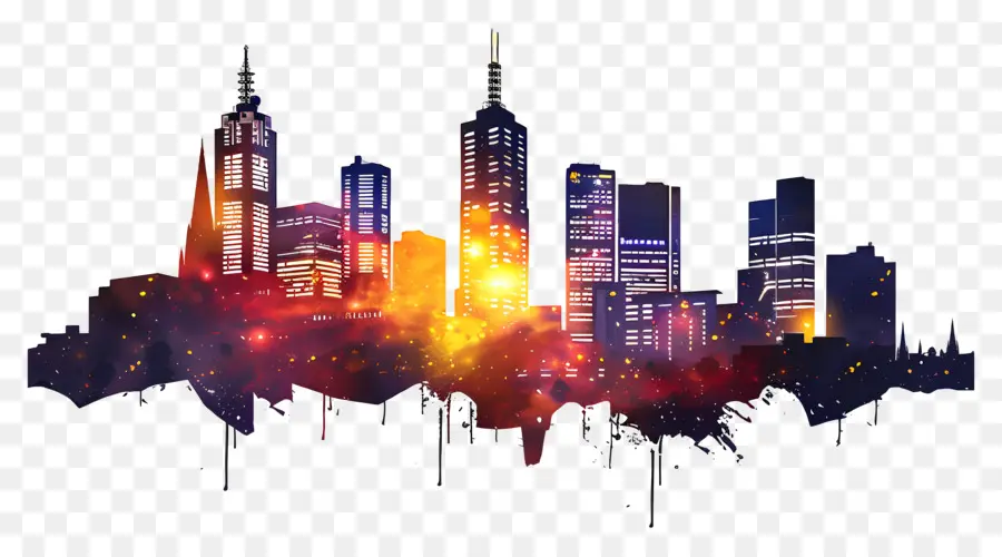Melbourne City Skyline，şehir Silüeti PNG