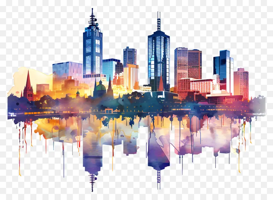 Melbourne City Skyline，şehir Silüeti PNG