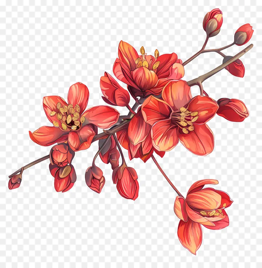 Kırmızı çiçek，Suluboya Resim PNG