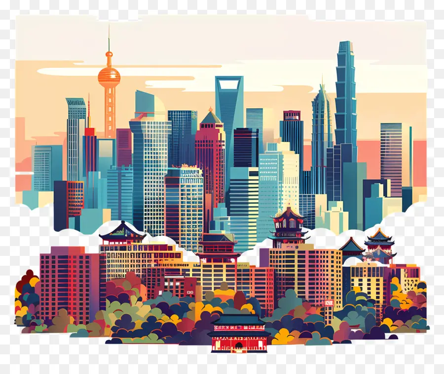Pekin Şehir Skyline，şehir Manzarası PNG