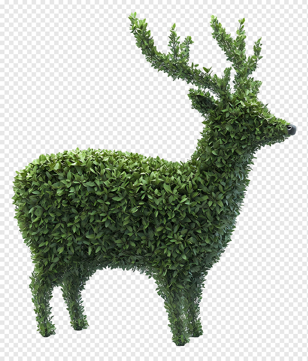 Şekilli çalı，Yeşil Geyik Heykeli PNG
