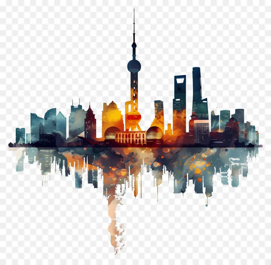 Pekin Şehir Skyline，Shanghai Manzarası PNG