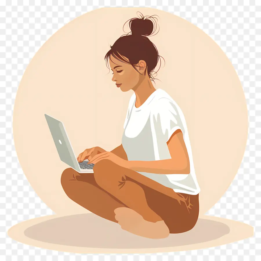 Dizüstü Bilgisayarda çalışan，Kadın PNG