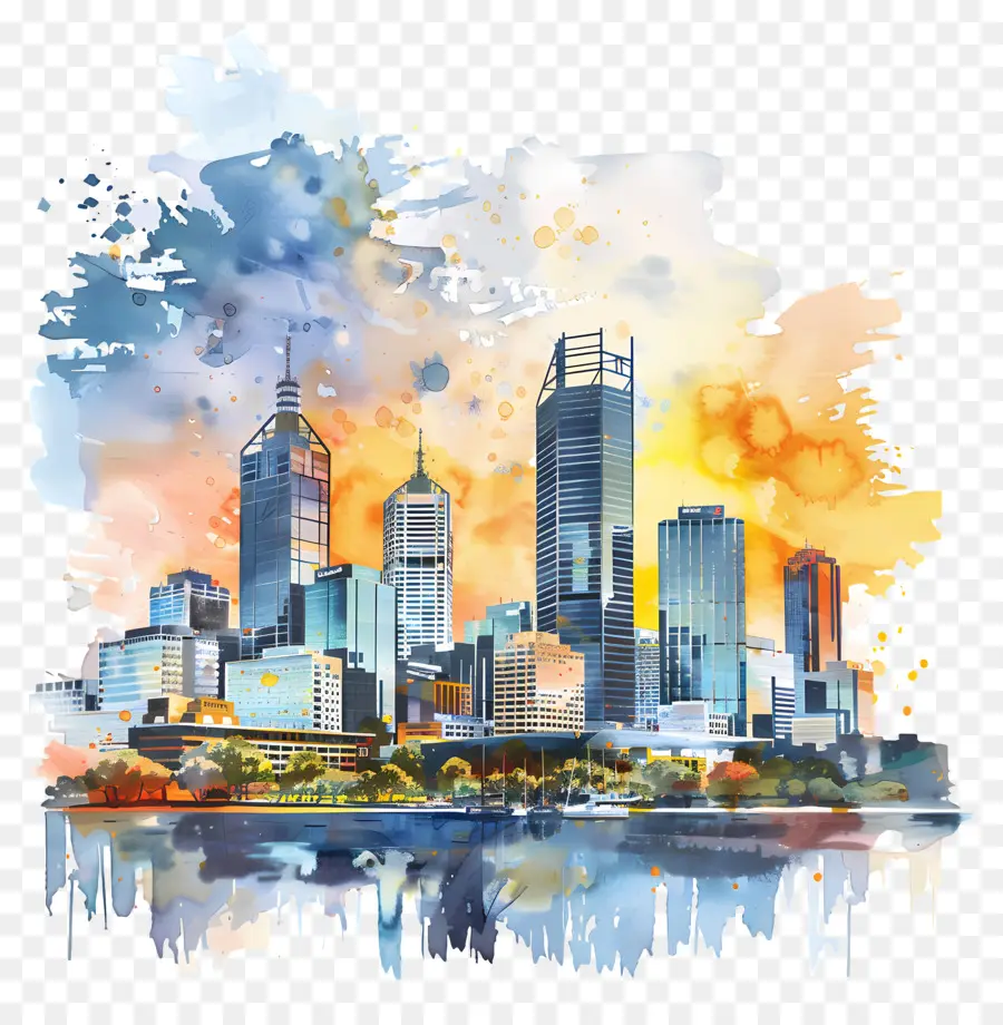 Perth City Skyline，şehir Silüeti PNG