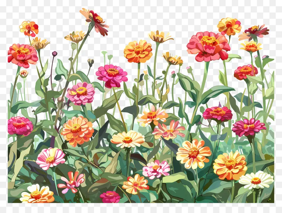 Zinnia Field Arka Planı，çiçek PNG