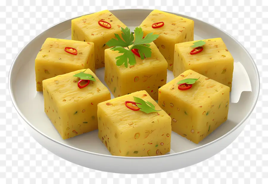 Dhokla Yemeği，Yemek Küpleri PNG