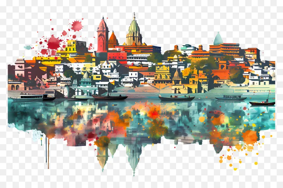 Varanasi，Suluboya Resim PNG