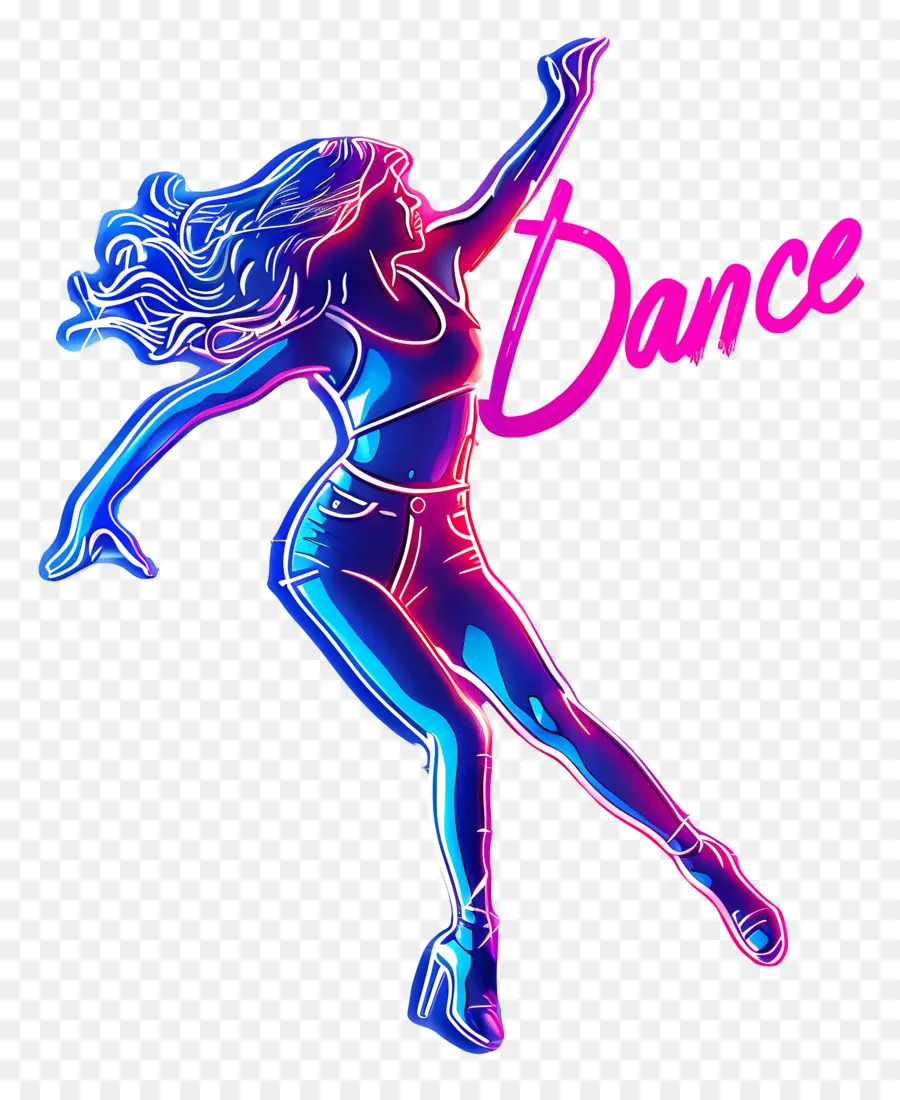 Uluslararası Dans Günü，Neon Dansı Siluet PNG