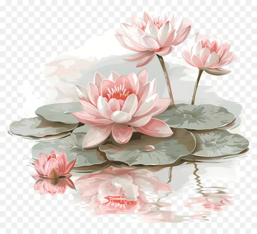 Pembe Nilüferler，Lotus çiçeği PNG
