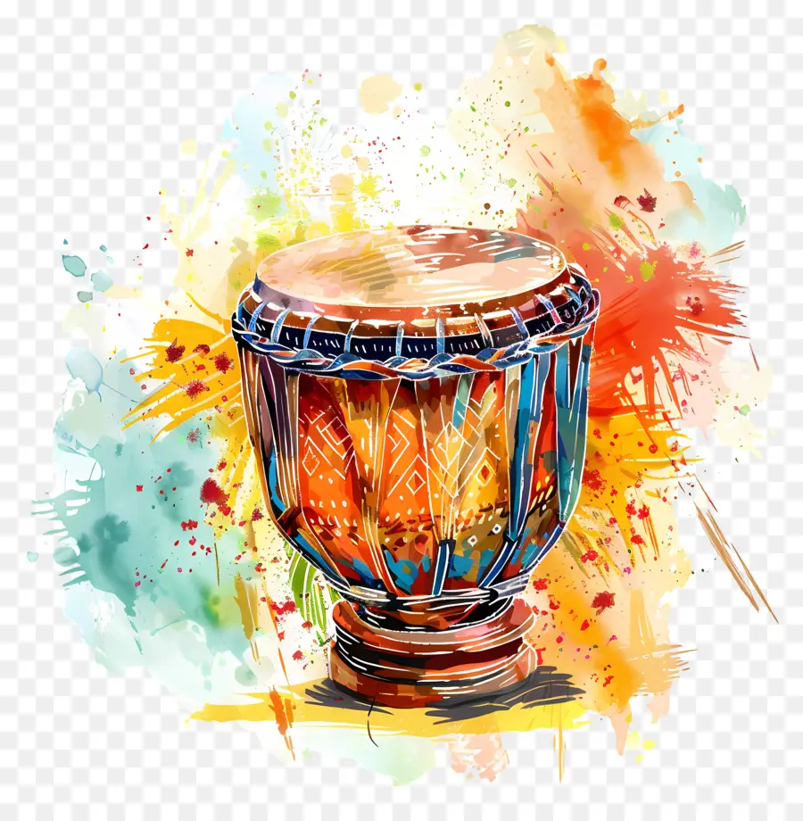 Dhol Lohri，Renkli Davul PNG