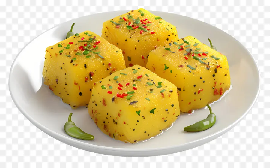 Dhokla Yemeği，Sarı Küpler PNG