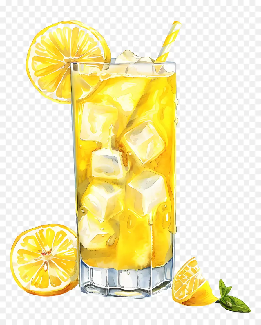 Limonata İçmek，Suluboya Resim PNG