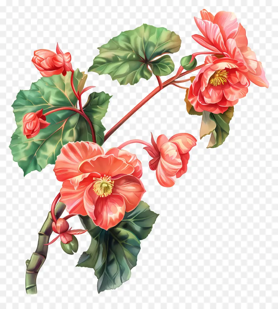 Begonias Çiçeği，Pembe çiçekler PNG