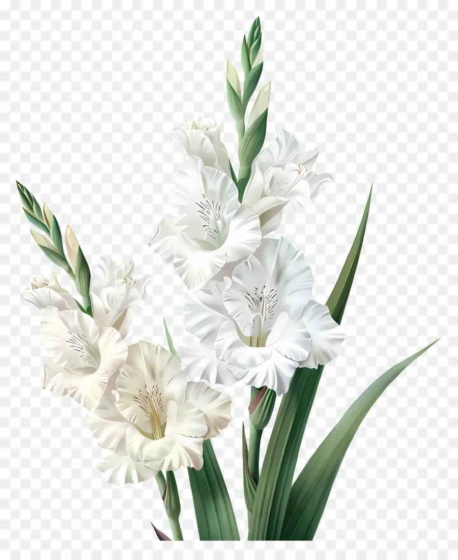 Beyaz Gladyoli，Beyaz çiçekler PNG