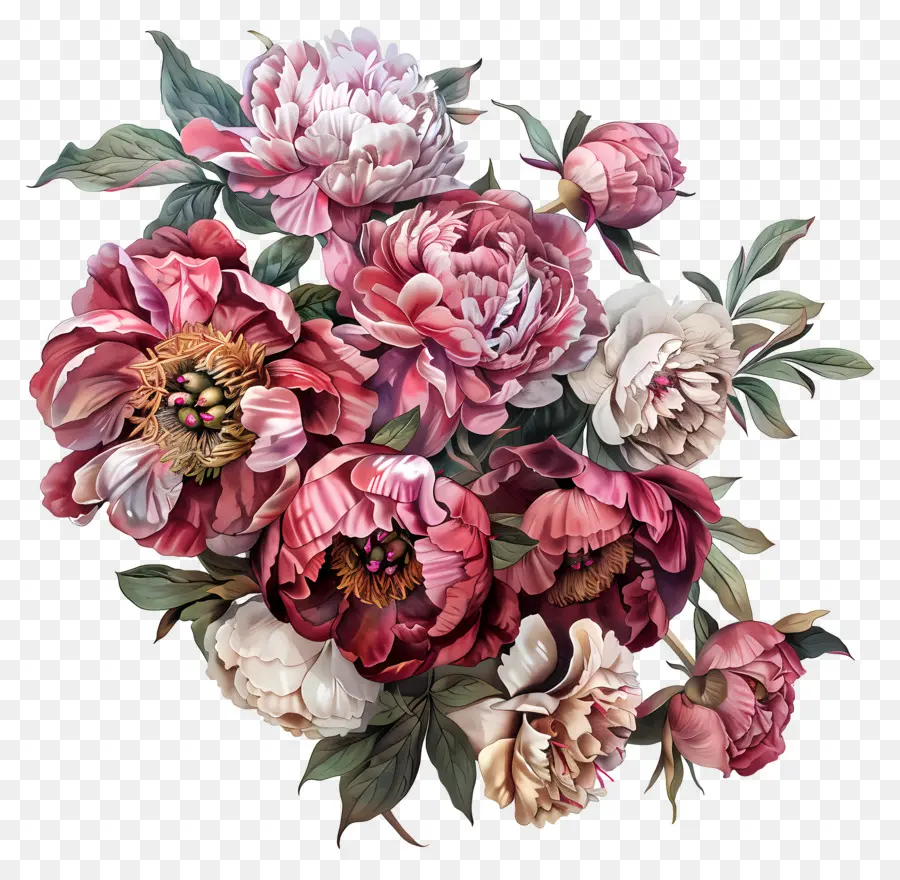 Peonies Buket，şakayık PNG