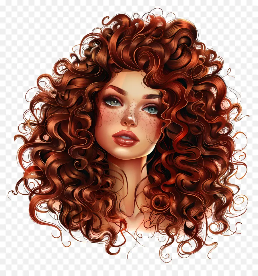 Kız Kıvırcık Saç Stili，Kızıl Saçlı PNG