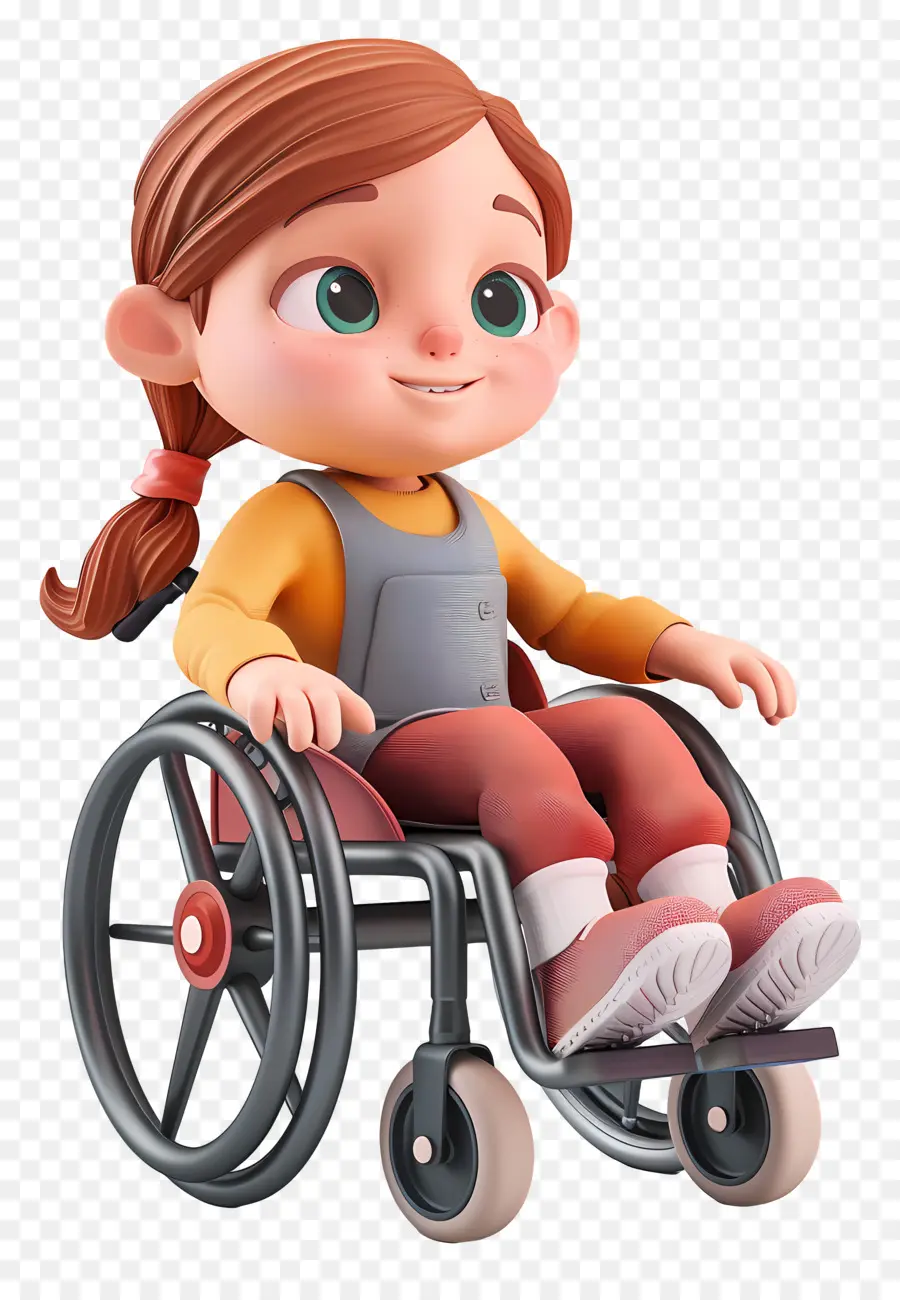 Tekerlekli Sandalyede Küçük Kız，çizgi Film Karakteri PNG