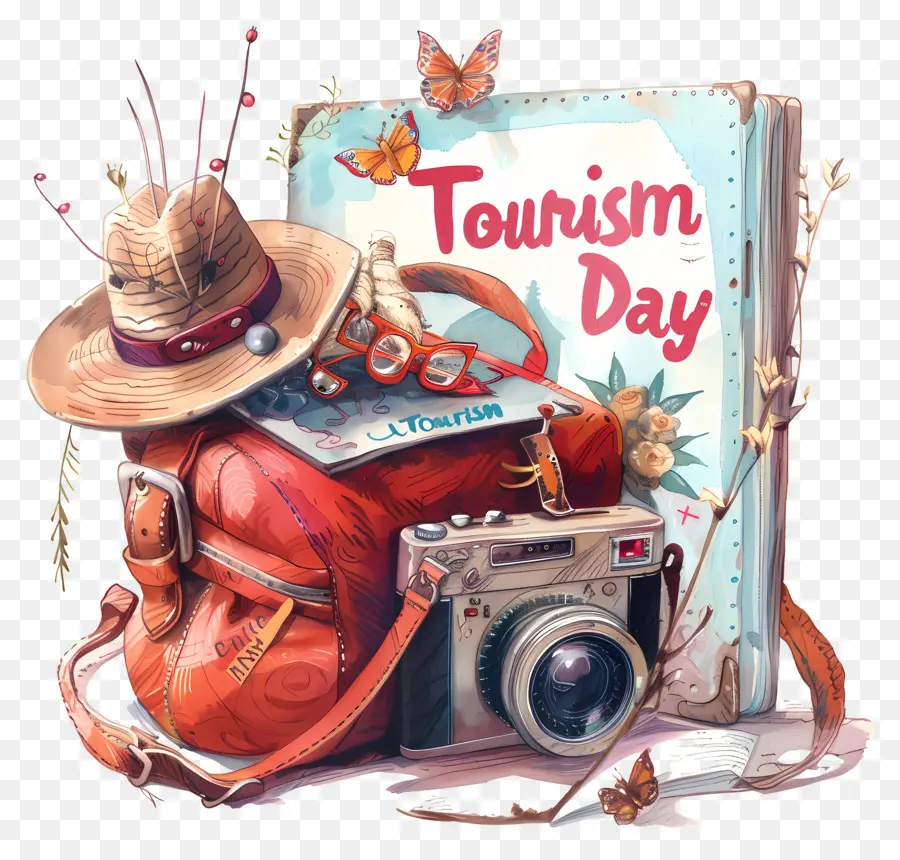 Turizm Gün，Vintage Seyahat çantası PNG