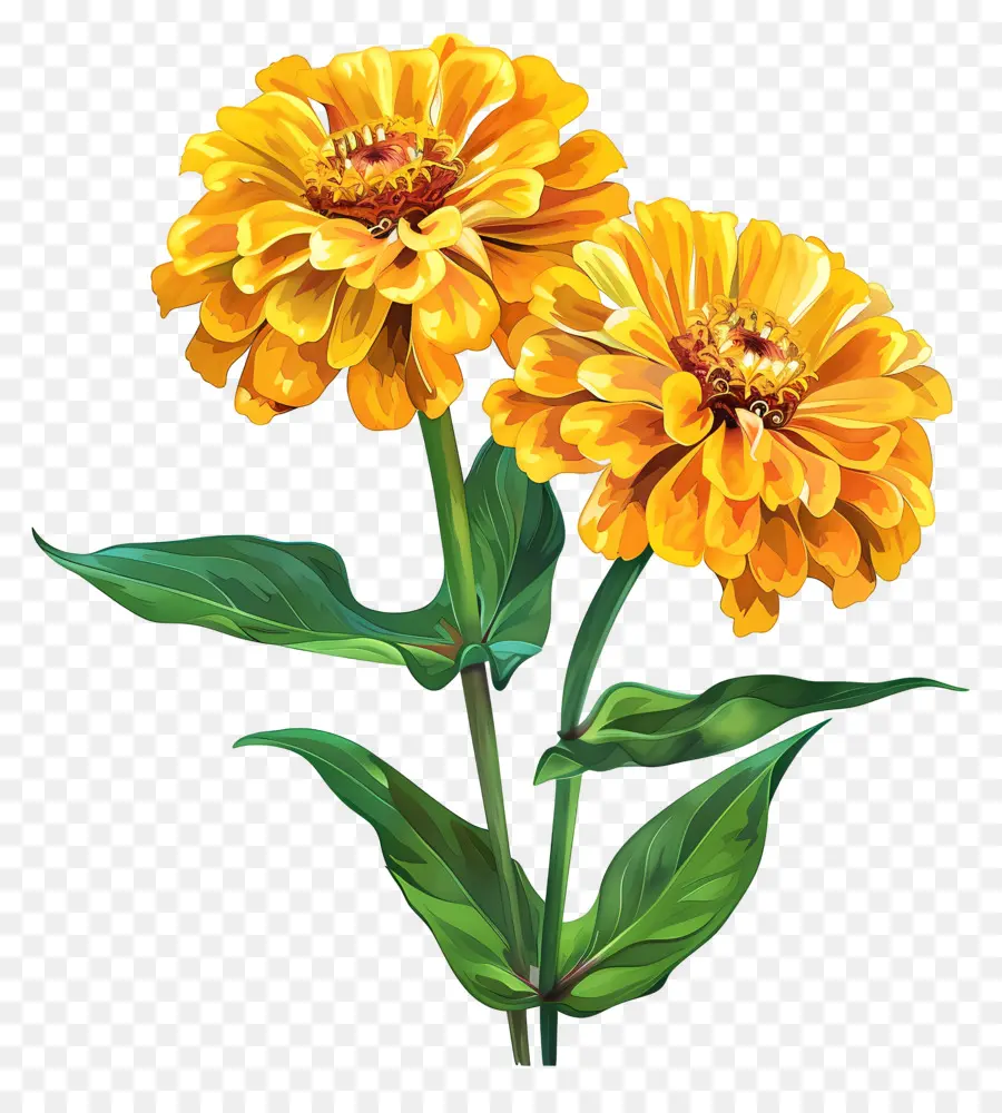 Sarı Zinnias，Sarı çiçek PNG