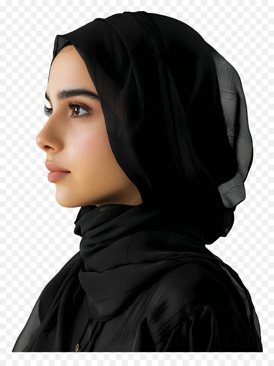Siyah Başörtüsü，Müslüman Kadın PNG