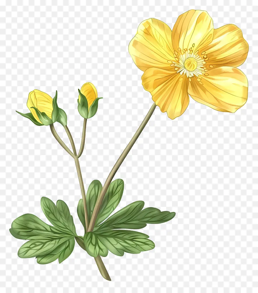Buttercup çiçek，Sarı Anemon çiçek PNG