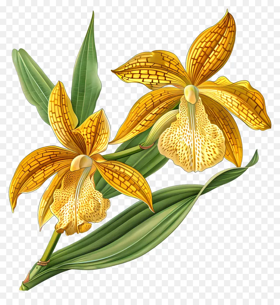 Kinabalu Orchid'in Altın，Sarı Orkide PNG
