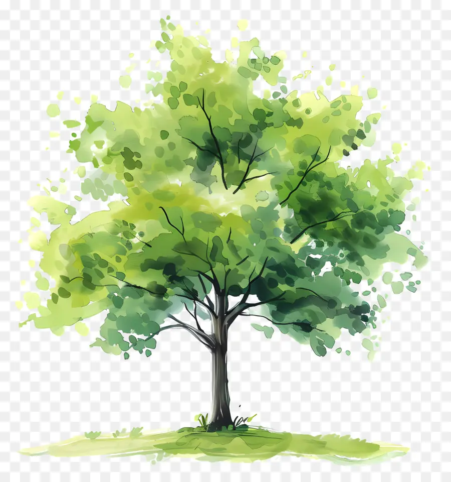 Yeşil Ağaç，Suluboya Resim PNG