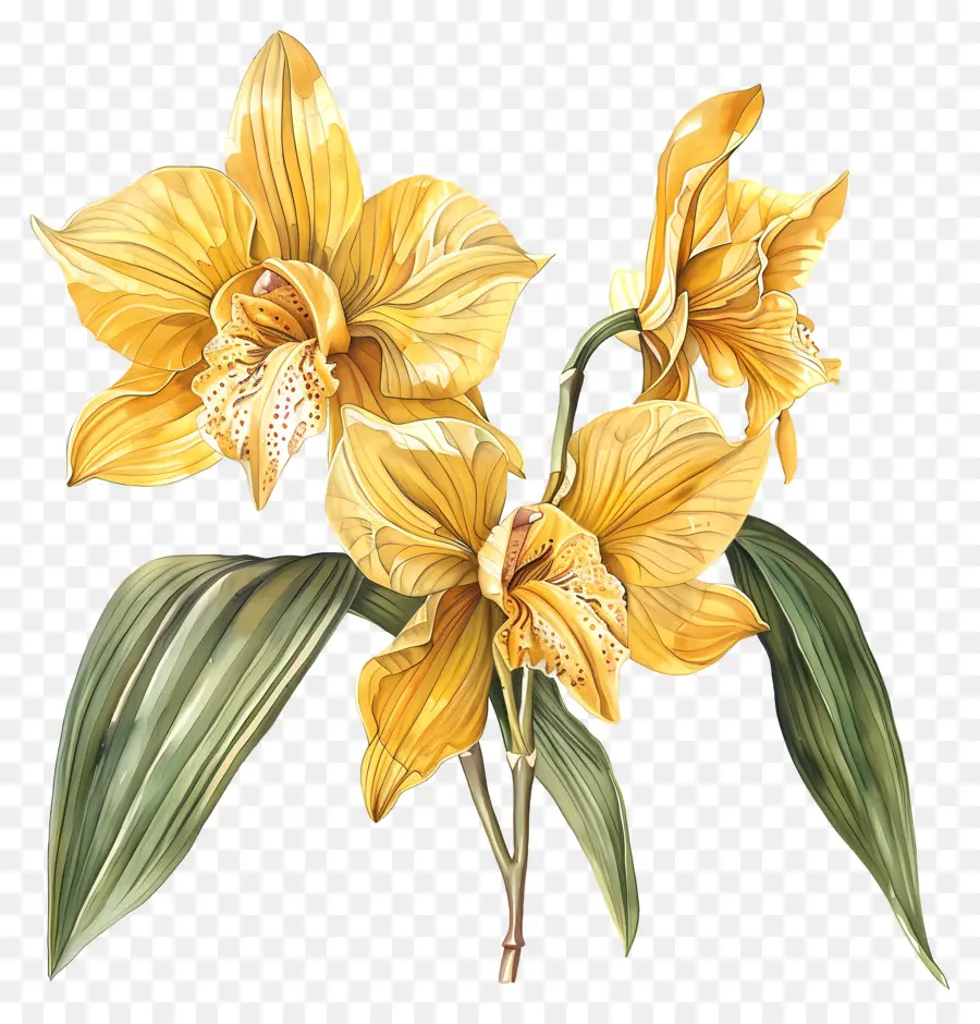 Kinabalu Orkide Altın，Suluboya Resim PNG