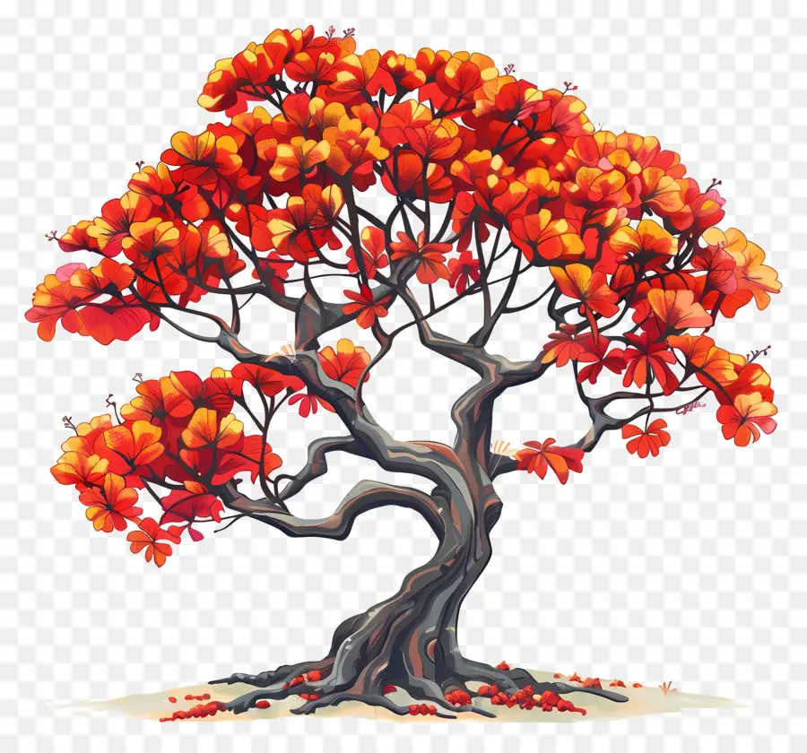 Gösterişli Ağaç，Kırmızı Yapraklar PNG