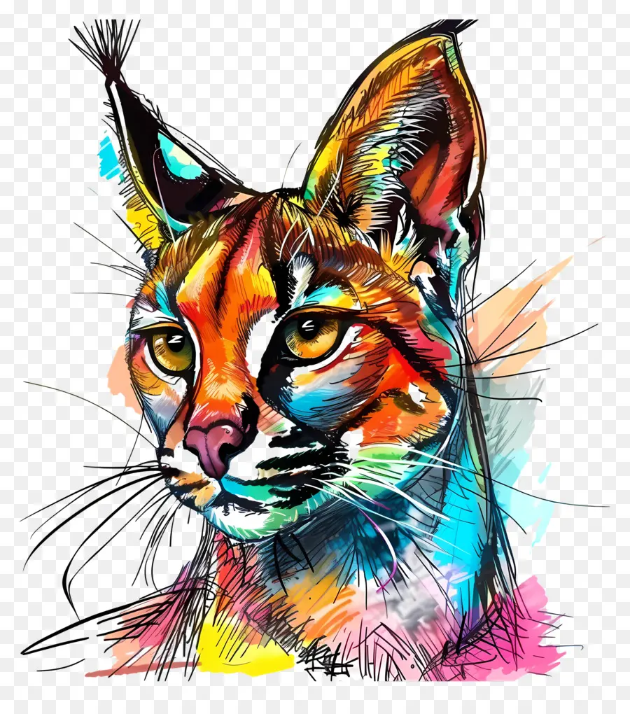 Caracal，Suluboya Resim PNG