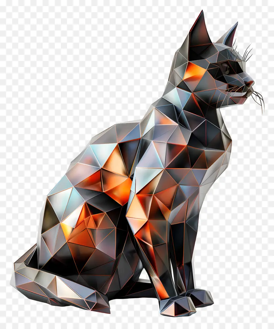 Kedinin Yandan Görünüşü，Geometrik Kedi PNG