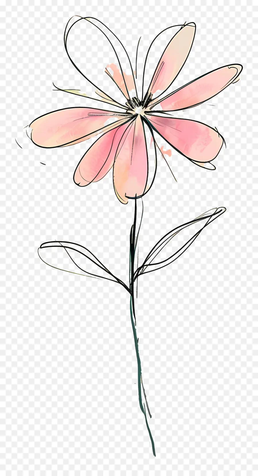 Pembe çiçek，Uzun Yapraklar PNG