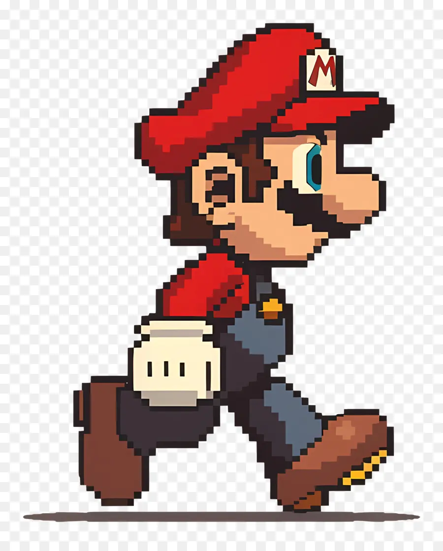 8 Bit Mario Yürüyüş，Pikselleştirilmiş Karakter PNG