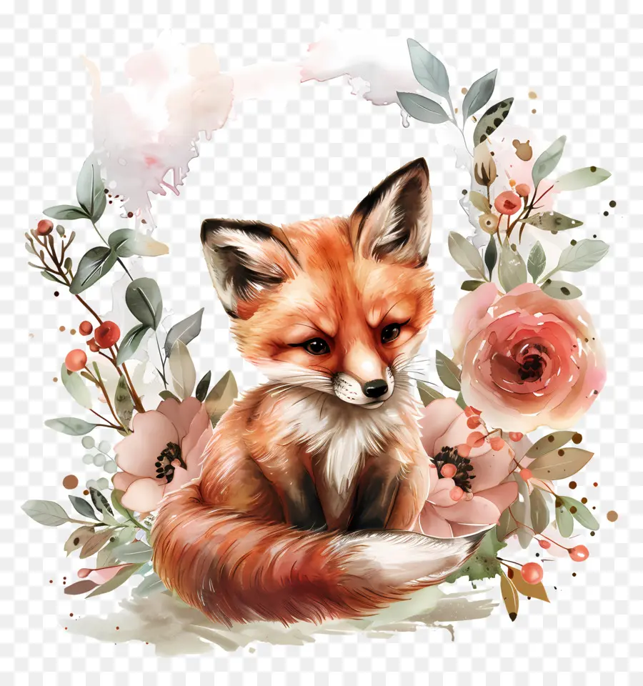 Bebek Fox，Suluboya Resim PNG