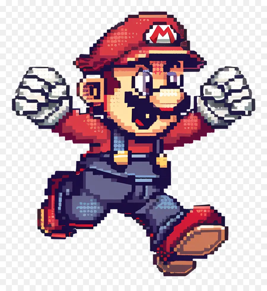 8 Bit Mario，Pikselli Karakter PNG