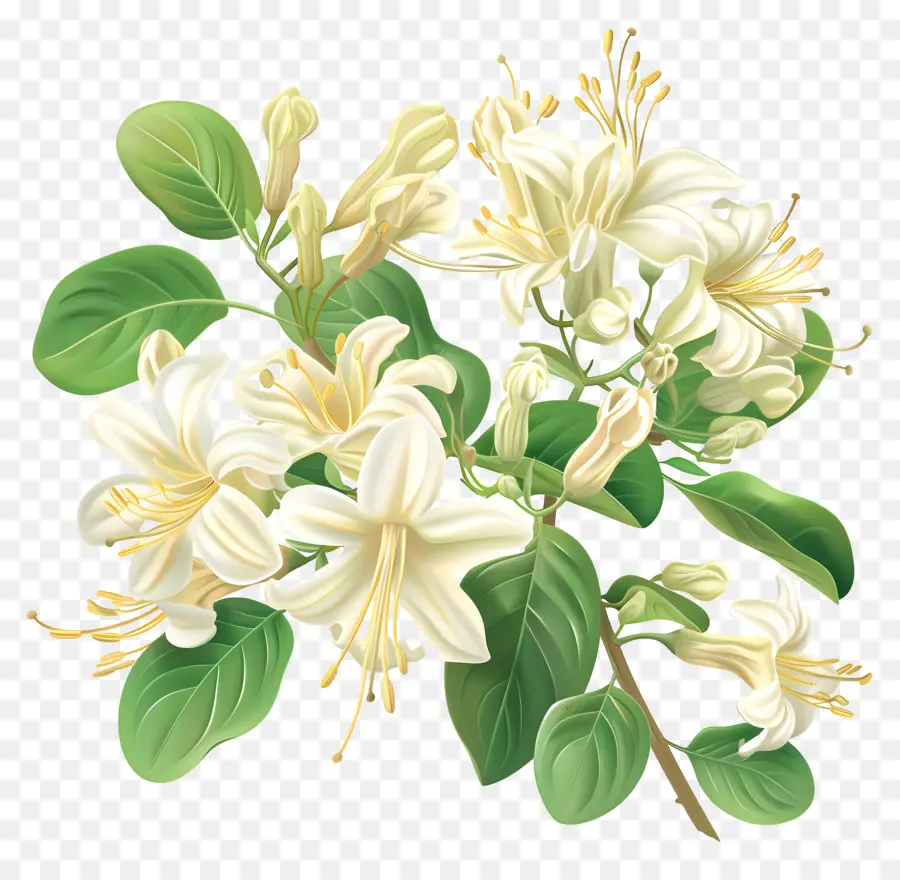 Hanımeli çiçekler，Beyaz çiçekler PNG