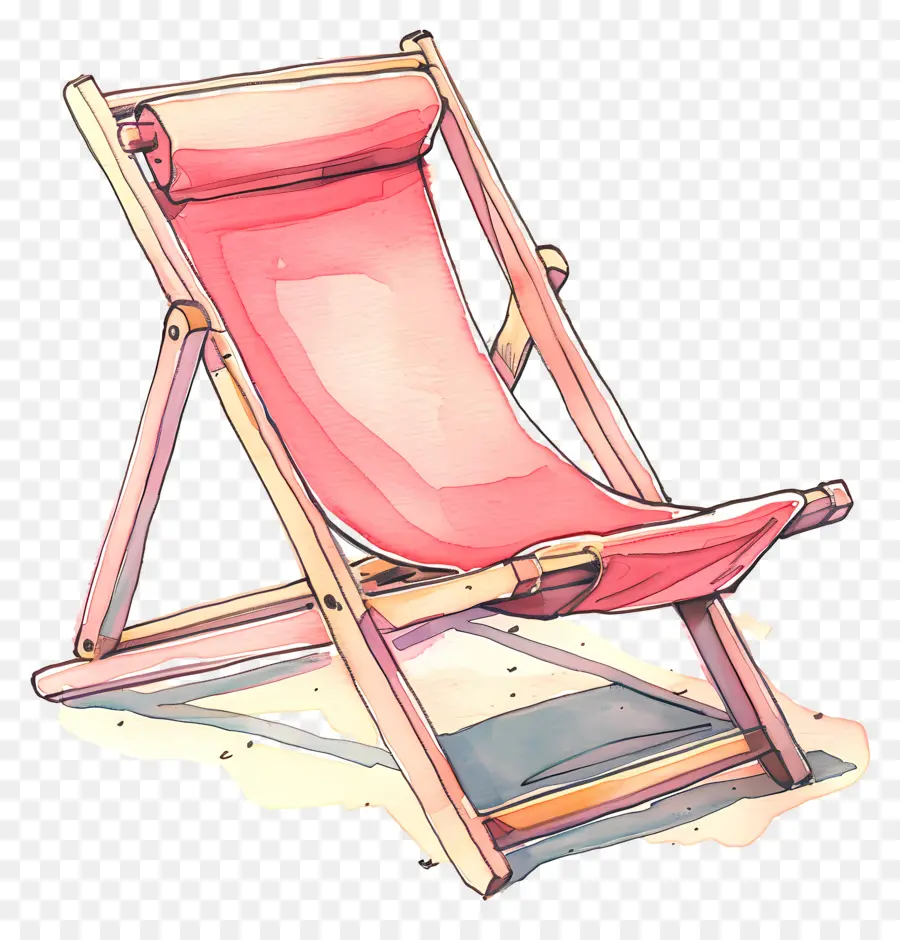 şezlong，Kırmızı Ahşap Plaj Sandalyesi PNG